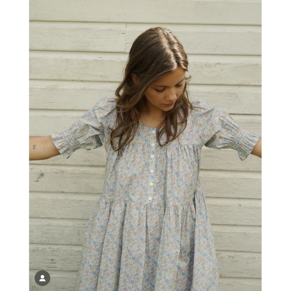 Size XS NWOT Oak Meadow Floral Midi Dress Holly Bonnie Blue Sold Out Cottagecore